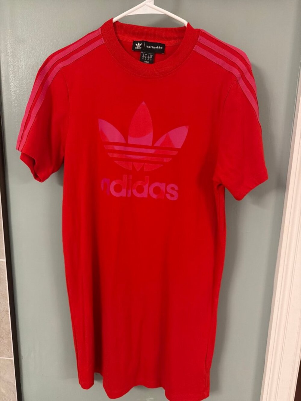 adidas x Marimekko Red Trefoil Tee Dress Size S